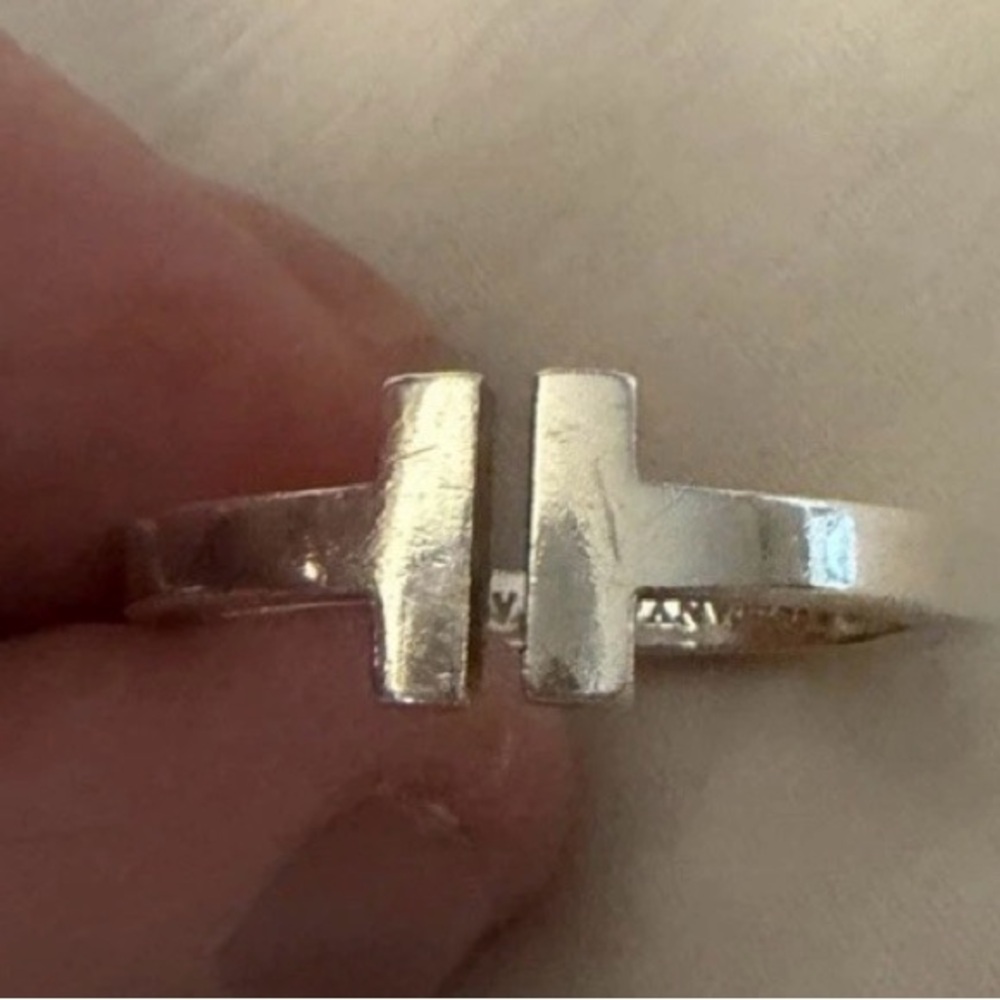 Tiffany & Co. Silver Open T-Bar Ring size 9